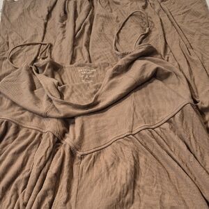 American Eagle Outfitters Ribbed Taupe Wide Leg Romper